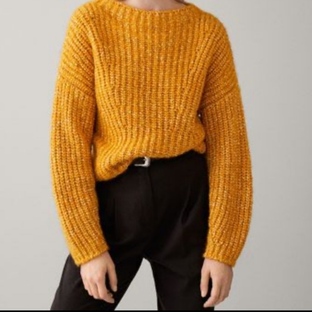 Massimo Dutti yellow chanky knit sweater
